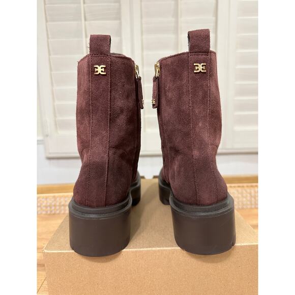 Sam Edelman Lovrin Bootie Spiced Pecan Size 5.5 NWOT Gold Details Dark Burgundy - Picture 9 of 13